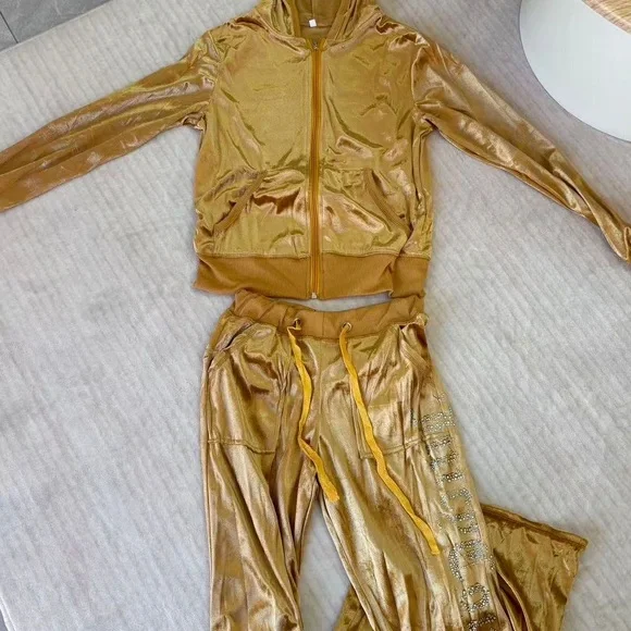 Juicy Couture Tan Track Pants & Hoodie Set